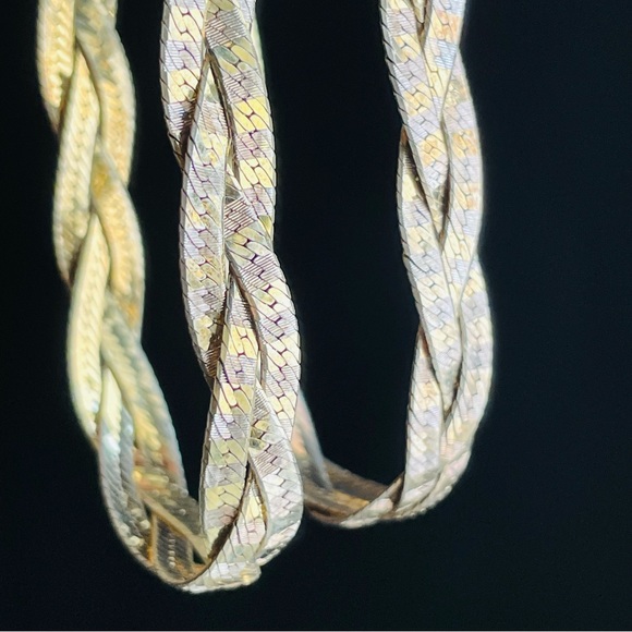 Vintage Jewelry - Milor 2 sterling silver & gold multi Braided Herringbone Bracelet set Italy